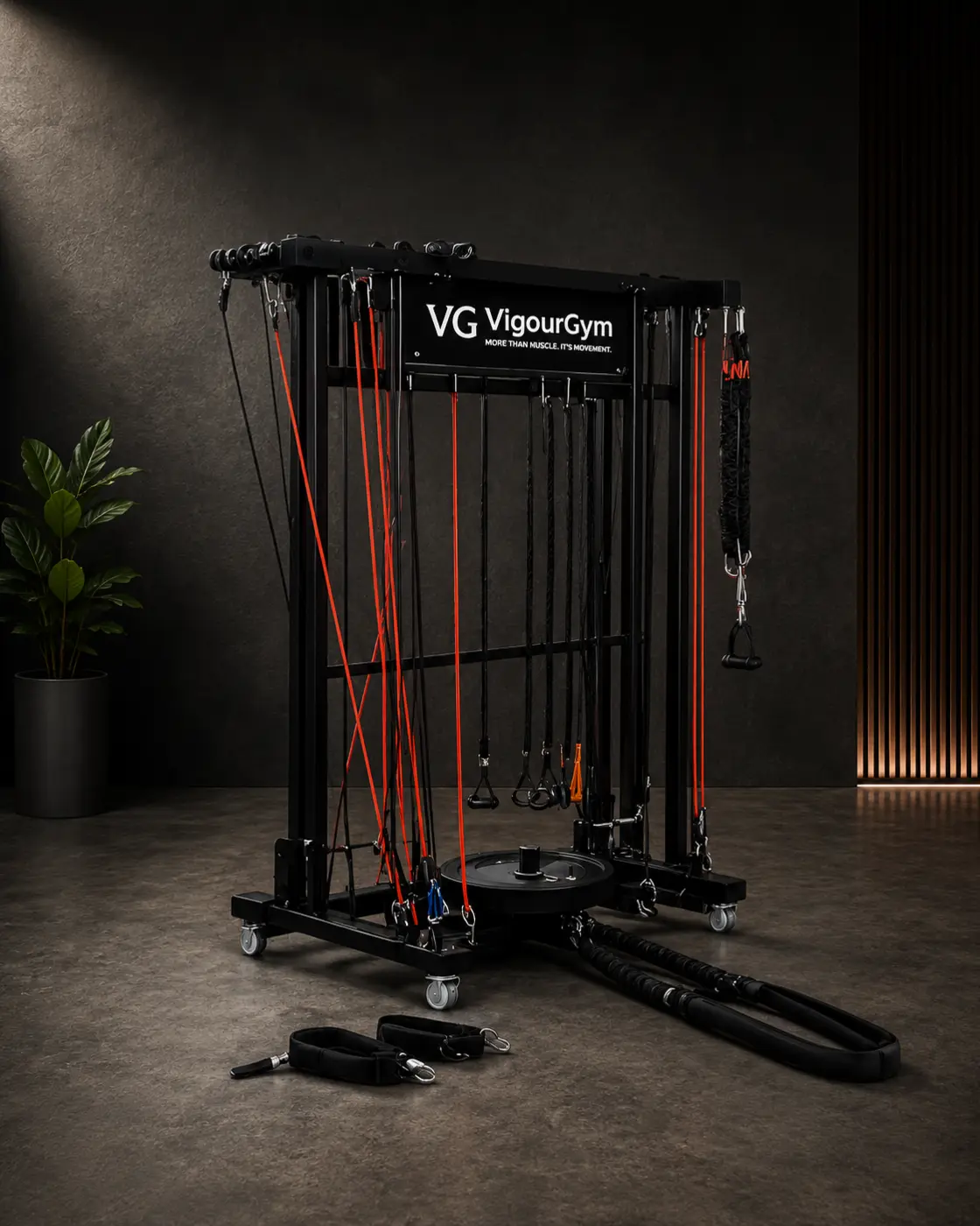 Close detail of a VigourGym resistance system